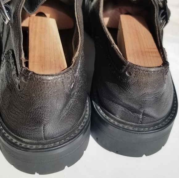 Women's double monk strap black leather oxfords - Picture 8 of 12